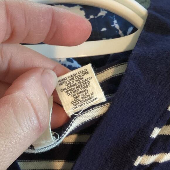 Moth Anthro Knit Cardigan Size XS Ditsy Floral Embroidered Navy Blue Striped Y2K - Picture 10 of 10